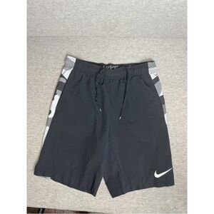 Nike Dri-Fit Shorts Men's Small Black Swoosh Logo Drawstring Running Training